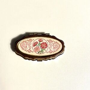 Vintage Floral Oval Trinket / Pill Box